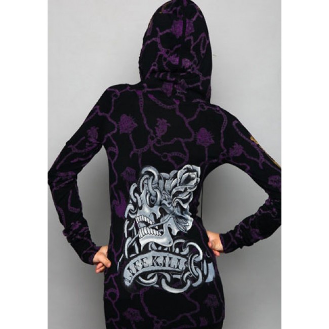 CA Womens Lion's Shield And Crown Velour Hoodies Black
