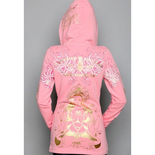 CA Womens Monotone Crest And Crown Velour Hoodies Pink