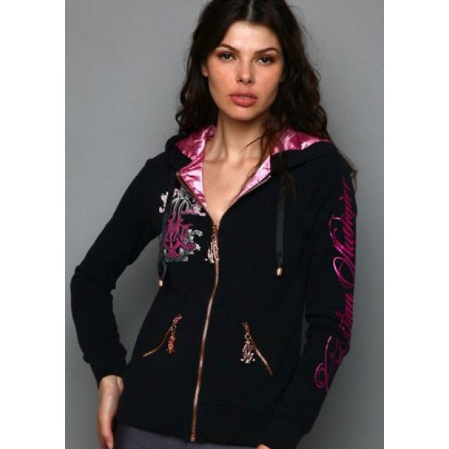 CA Womens Hearts And Flowers Foiled Hoodies Black