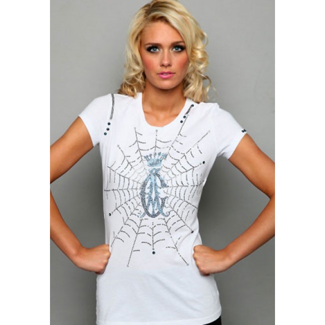 CA Womens T Shirts Lily And Lace Foiled V-Neck Light Blue