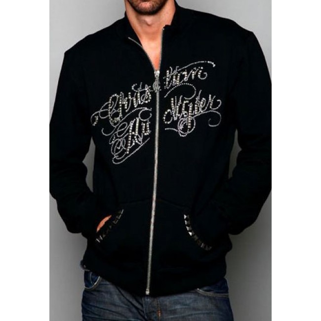 Christian Audigier hoodies Longhorn Vintage Enzyme Wash Black