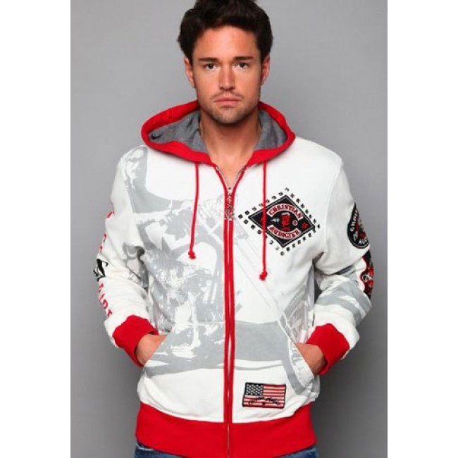 Christian Audigier hoodies VIF Parts Specialty White