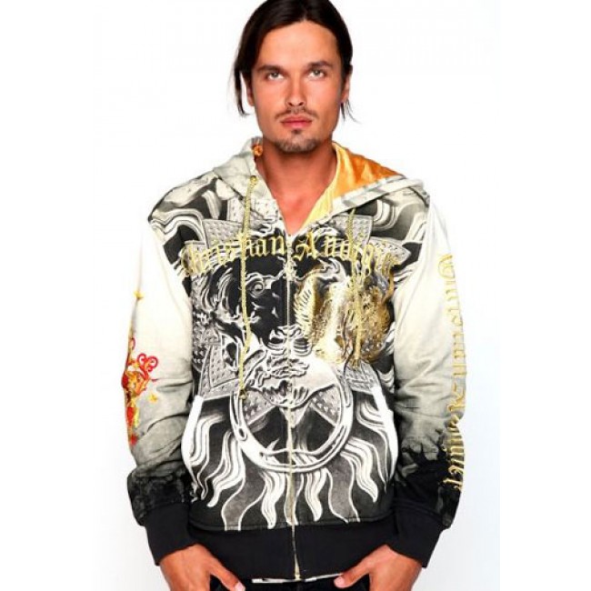 Christian Audigier hoodies Sun King Platinum Dip Dye Black