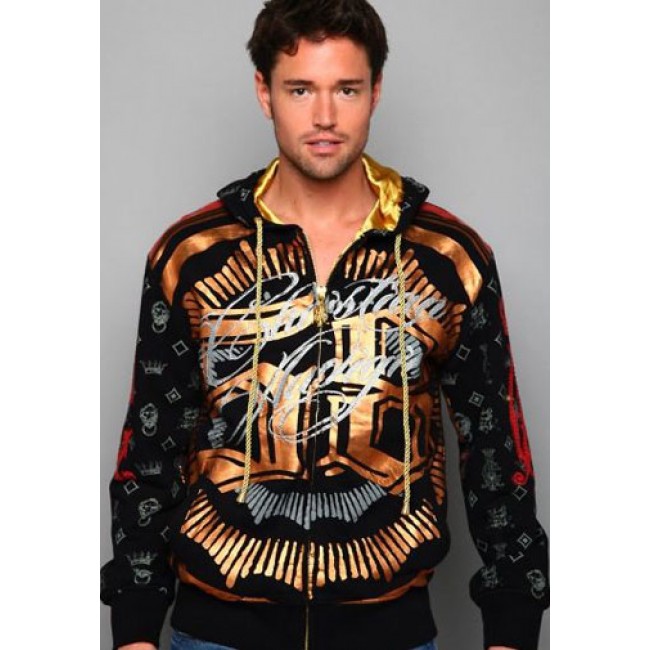 Christian Audigier hoodies Ride To Live Studded Patch Black