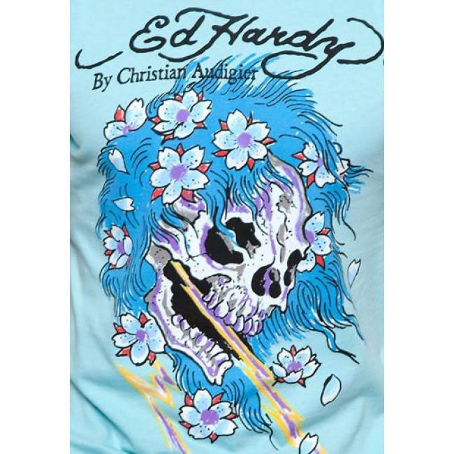 Ed Hardy Beautiful Ghost Basic T Shirts aqua