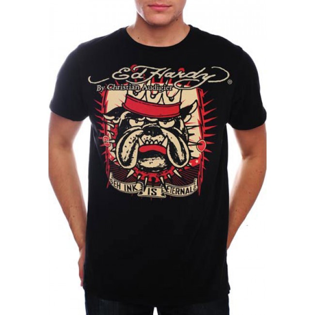 Ed Hardy King Dog Basic T Shirts Black
