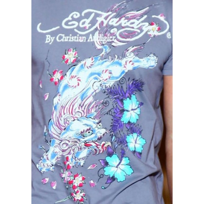 Ed Hardy Flower Dragon Basic T Shirts