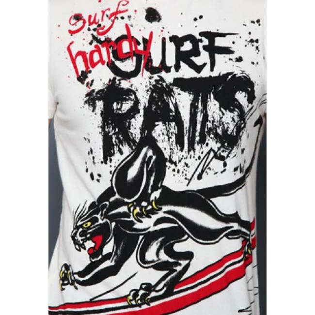 Ed Hardy Surfing Panther Specialty T Shirts off White