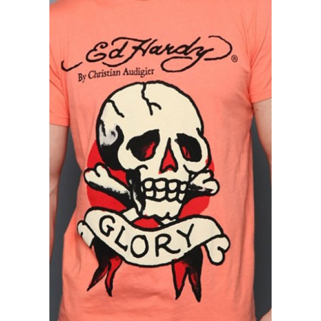 Ed Hardy Skull Glory Basic T Shirts coral