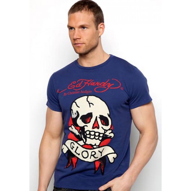 Ed Hardy Skull Glory Basic T Shirts Blue