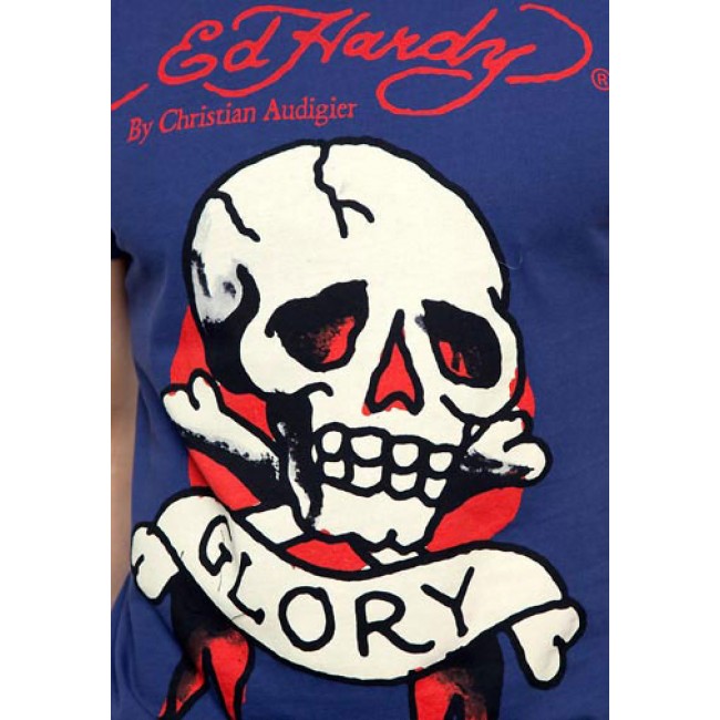 Ed Hardy Skull Glory Basic T Shirts Blue
