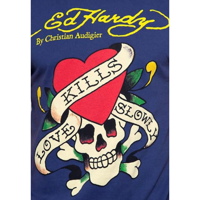 Ed Hardy Love Kills Slowly Basic T Shirts Blue