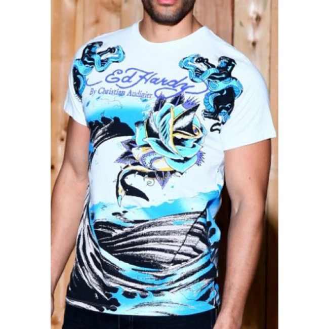 Ed Hardy Shark Rose Specialty T Shirts