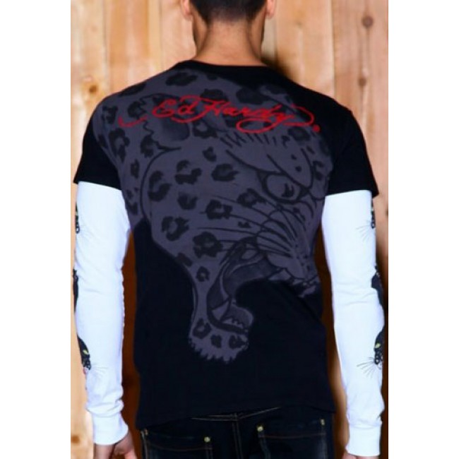 Ed Hardy Panther Specialty Double Sleeve Tee Black