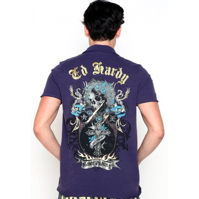 Ed Hardy Beautiful Ghost Patch Applique Polo