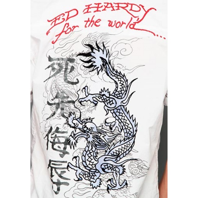 Ed Hardy Polo Chinese Dragon Foiled Embroidered