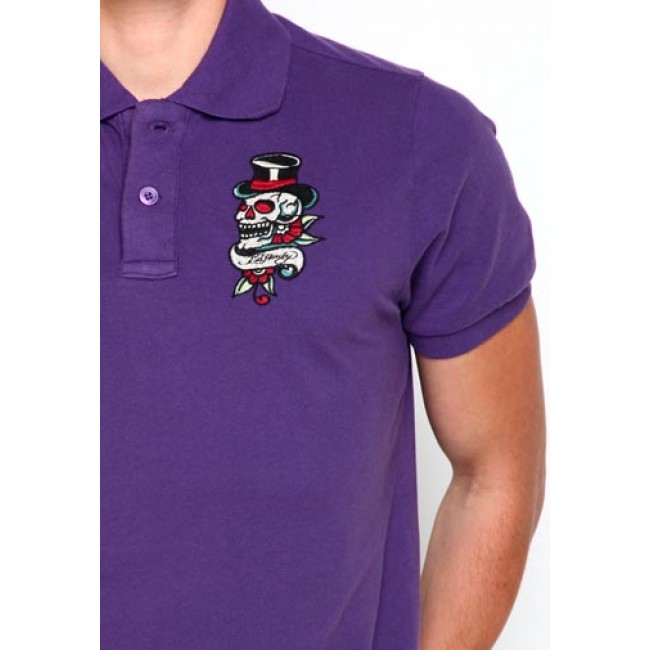 Ed Hardy Top Hat Skull Basic Embroidered Polo