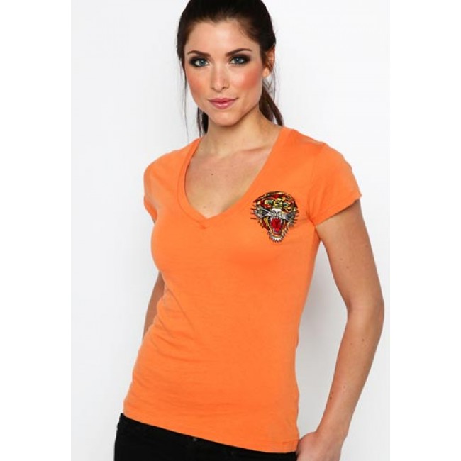 Ed Hardy Womens Tiger Core Basic Embroidered Tee