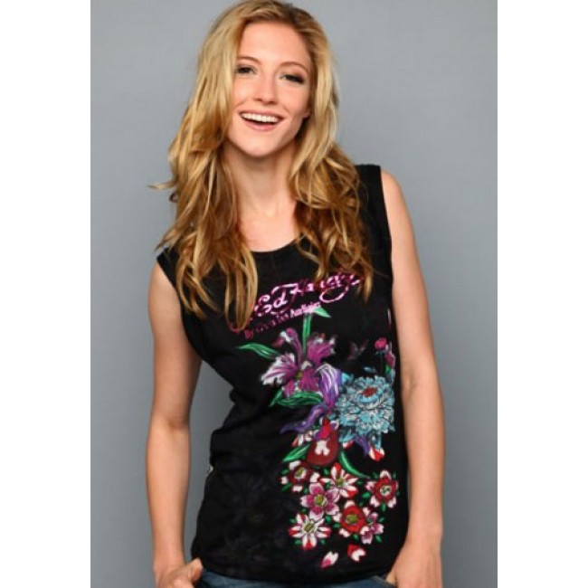 Ed Hardy Womens Spring Bloom Specialty Rayon Roll Up Black