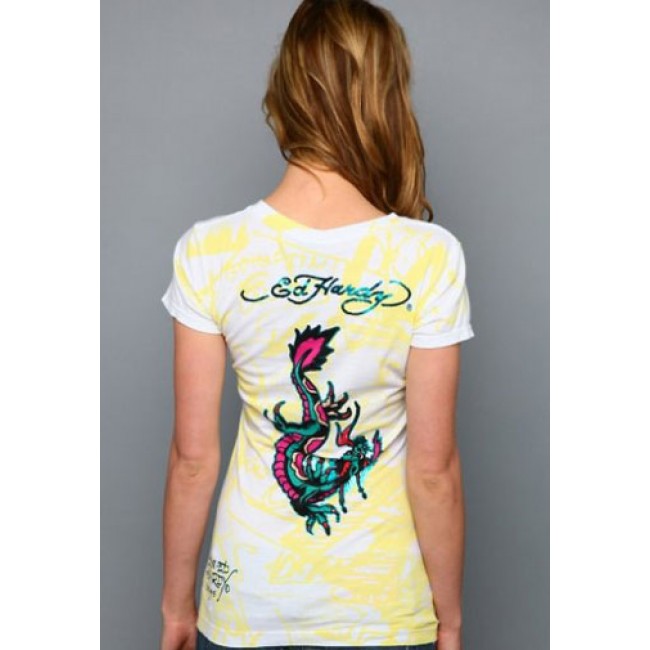 Ed Hardy Womens Two Koi Specialty Foiled Tee