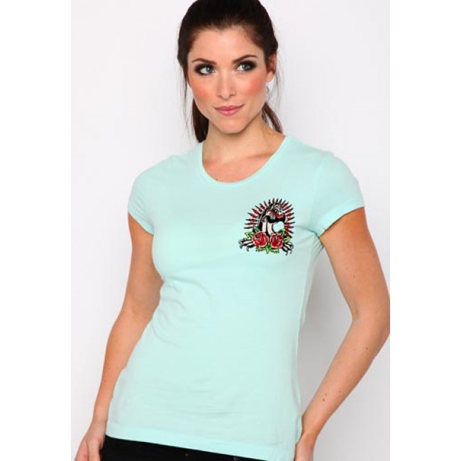 Ed Hardy Womens Panther and Roses Core Basic Tee