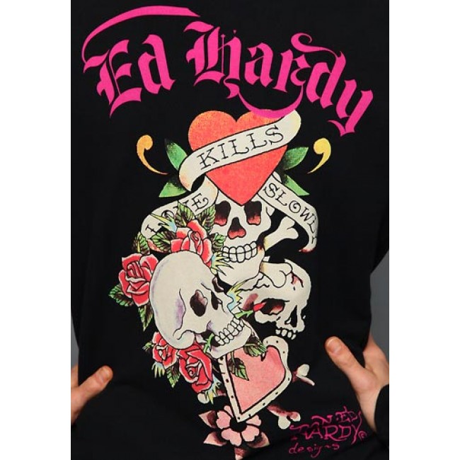 Ed Hardy Skull And Roses Basic Hoodies