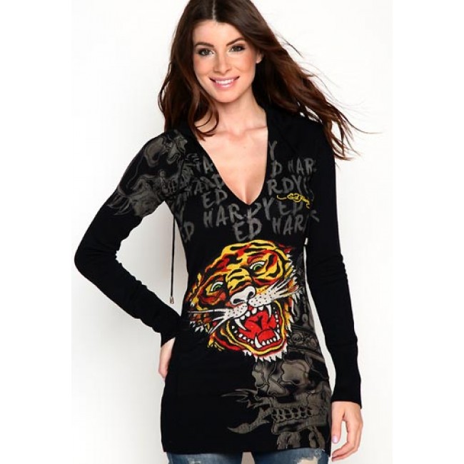 Ed Hardy Tiger King Pullover Knit Hoodies
