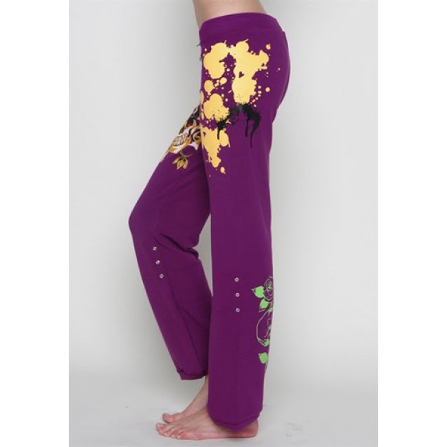 Ed Hardy Womens Sports Pants Purple 013